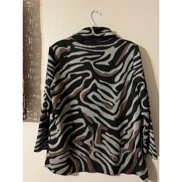 Misook Jacket Cardigan Black Gray Brown M Medium Stretch Career Church New - Picture 7 of 7